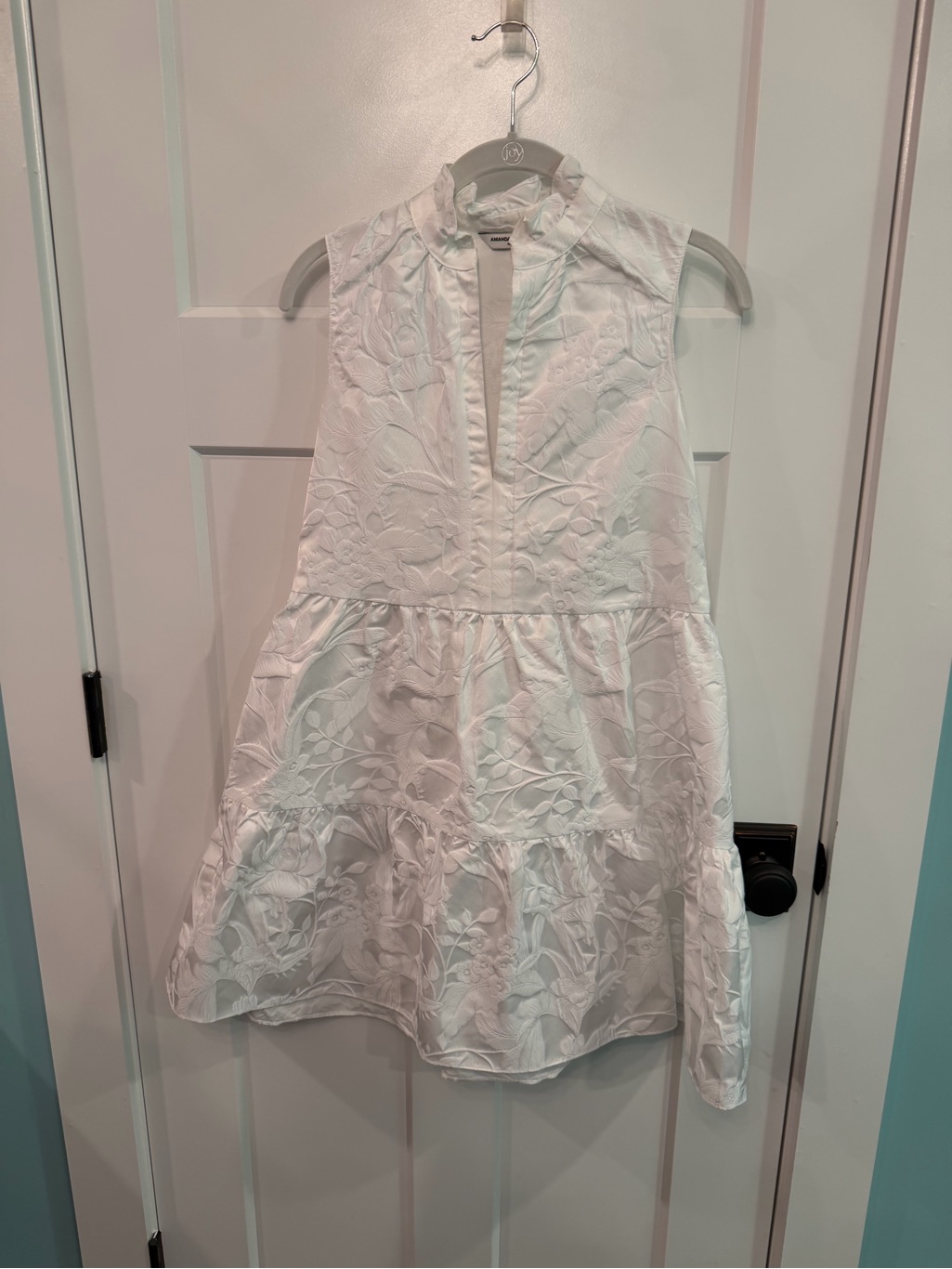 Amanda Uprichard Connolly White Sleeveless Embroidered Tiered Dress